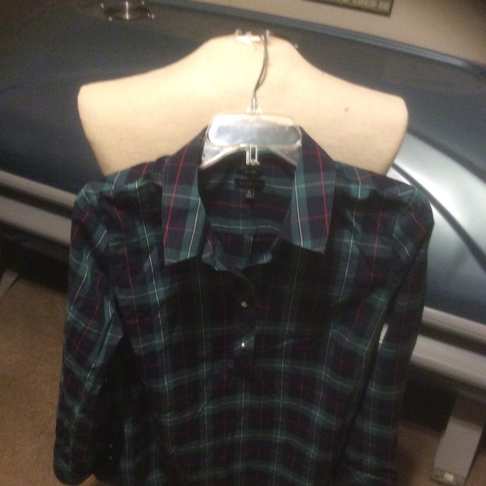 Talbots size 10 plaid blouse